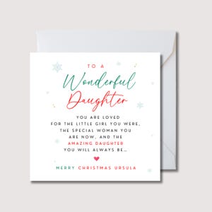Weihnachtskarte für Tochter, Weihnachtskarte mit Namen, personalisierte Weihnachtskarte für Tochter, Weihnachtskarte für Tochter, Karte für jede Beziehung, WW0513