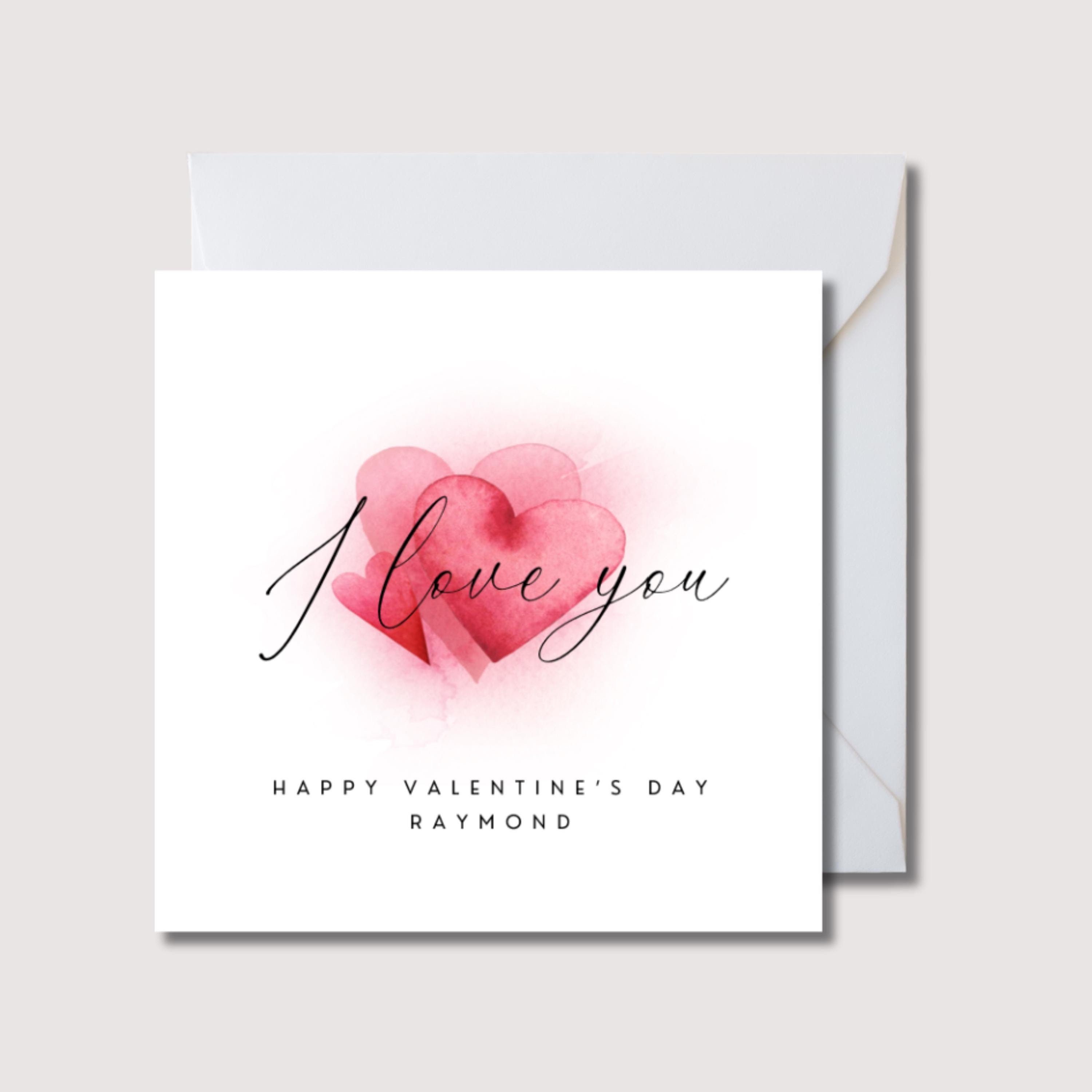 Personalized Valentine's Day Card: I Love You Hearts Design