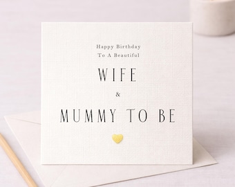 Geburtstagskarte für Frauen | Mummy To Be, Metallisches Herz, Elfenbein Leinenpapier, WW6831