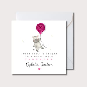 Carte de 1er anniversaire de fille, carte de premier anniversaire de nièce, 1er anniversaire de fille, carte d'anniversaire pour carte de premier anniversaire de filleule, WW0i305