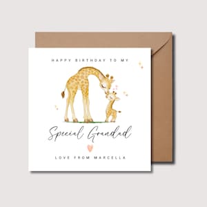Carte d'anniversaire grand-père, carte grand-père, carte personnalisée pour grand-père, carte spéciale grand-père, cadeau d'anniversaire pop, petite-fille à grand-père, W147