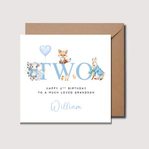 Carte d'anniversaire de petit-fils, carte d'anniversaire de 2 ans, 2e anniversaire de petit-fils, carte d'anniversaire pour petit-fils, 2e anniversaire de garçon, carte de deux anniversaires, WW0107