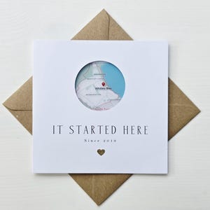Handmade Love Card | It Started Here Map Card | Where We Met Keepsake | Custom Place & Year Card - MAP04