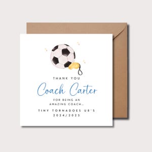 Carte de remerciement personnalisée pour entraîneur de football, cadeau de football personnalisé, carte de visite d'entraîneur, fin de saison, appréciation de l'équipe, carte d'entraîneur sportif, WW913U8