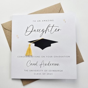 Personalised graduation card, handmade graduation greeting card, congratulations on your graduation card, card with mortar cap, WW0271D