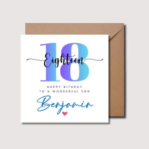 Tarjeta de cumpleaños número 18, tarjeta de cumpleaños número dieciocho de un adolescente, tarjeta personalizada para su hijo, tarjeta de cumpleaños para su ahijado, tarjeta para su nieto, tarjeta para su sobrino, WW0214