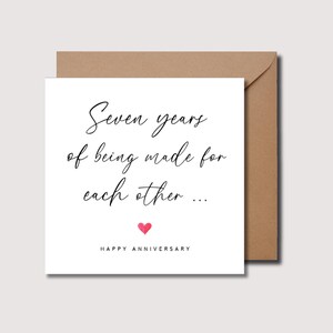 7e verjaardagskaart, zevende jaar jubileum, gepersonaliseerde jubileumkaart, kaart voor hem, zeven jaar jubileum, kaart voor haar, WO00164