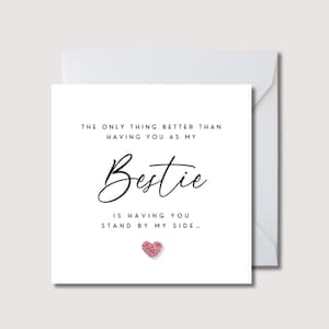 Beste bruidsmeisje voorstelkaart, vriend bruidsmeisje, trouwkaart voor beste vriend, huwelijksaanzoekkaarten, trouwkaart, W0340i