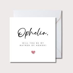 Tarjeta de propuesta de matrimonio con forma de corazón, tarjeta de dama de honor, tarjeta de boda para hija, tarjetas de propuesta de matrimonio, tarjeta de madrina de honor, W044W