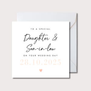 Carte de mariage pour fille et gendre, carte de mariage personnalisée, cadeaux de jour de mariage, carte de mariage fille, carte de mariage de famille W1099