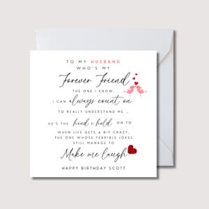 Sentimental Husband Geburtstagskarte, Mann handgemachte Geburtstagskarte, personalisierte Karte für Mann, Ehemannkarte, Ehemannkarte, WW0736