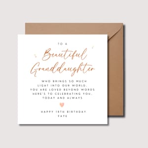 Carte d'anniversaire petite-fille, carte personnalisée petite-fille, carte pour petite-fille, WW0241