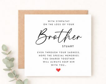 Brother Sympathy Card: Personalised Condolence Card
