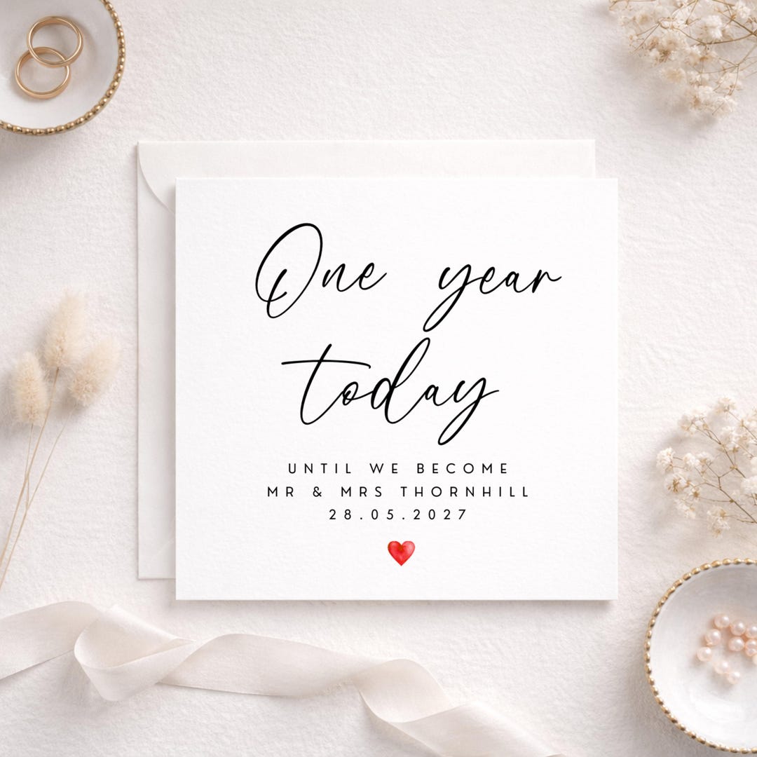 Wedding Countdown Card: One Year to Go - Elegant & Simple, W0903i - Etsy UK