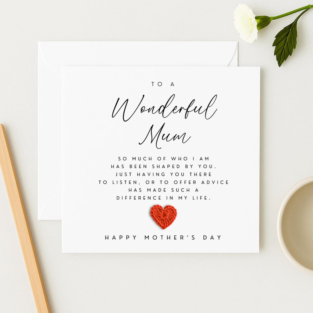 Mum Mother’s Day Card | Handmade Crochet Heart | Luxury Mum Card ...