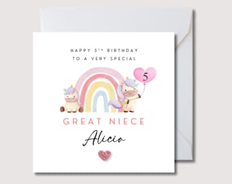 Great niece birthday Card, pale pink crocheted heart, birthday card for great niece, personalised birthday card for great niece, WW0476i