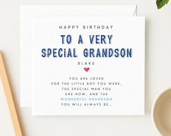 Personalized Grandson Birthday Card: Special Grandson, WW0512