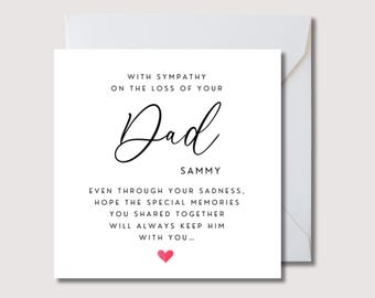 Dad sympathy card, dad condolence card, bereavement card, dad sorry for your loss, dad grief, thinking of you, kind words for grieving WW363