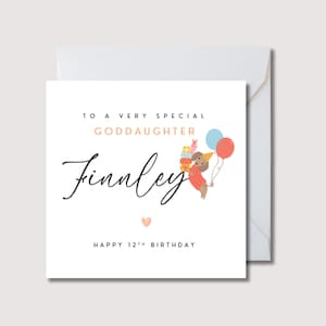 Carte d'anniversaire de filleule, carte personnalisée de filleule, carte d'anniversaire spéciale, carte pour l'anniversaire de filleule, WW0711