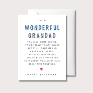 Carte d'anniversaire grand-père, carte d'anniversaire grand-père, carte d'anniversaire grand-père sentimentale, anniversaire grand-père, merveilleuse carte grand-père, WW02490i