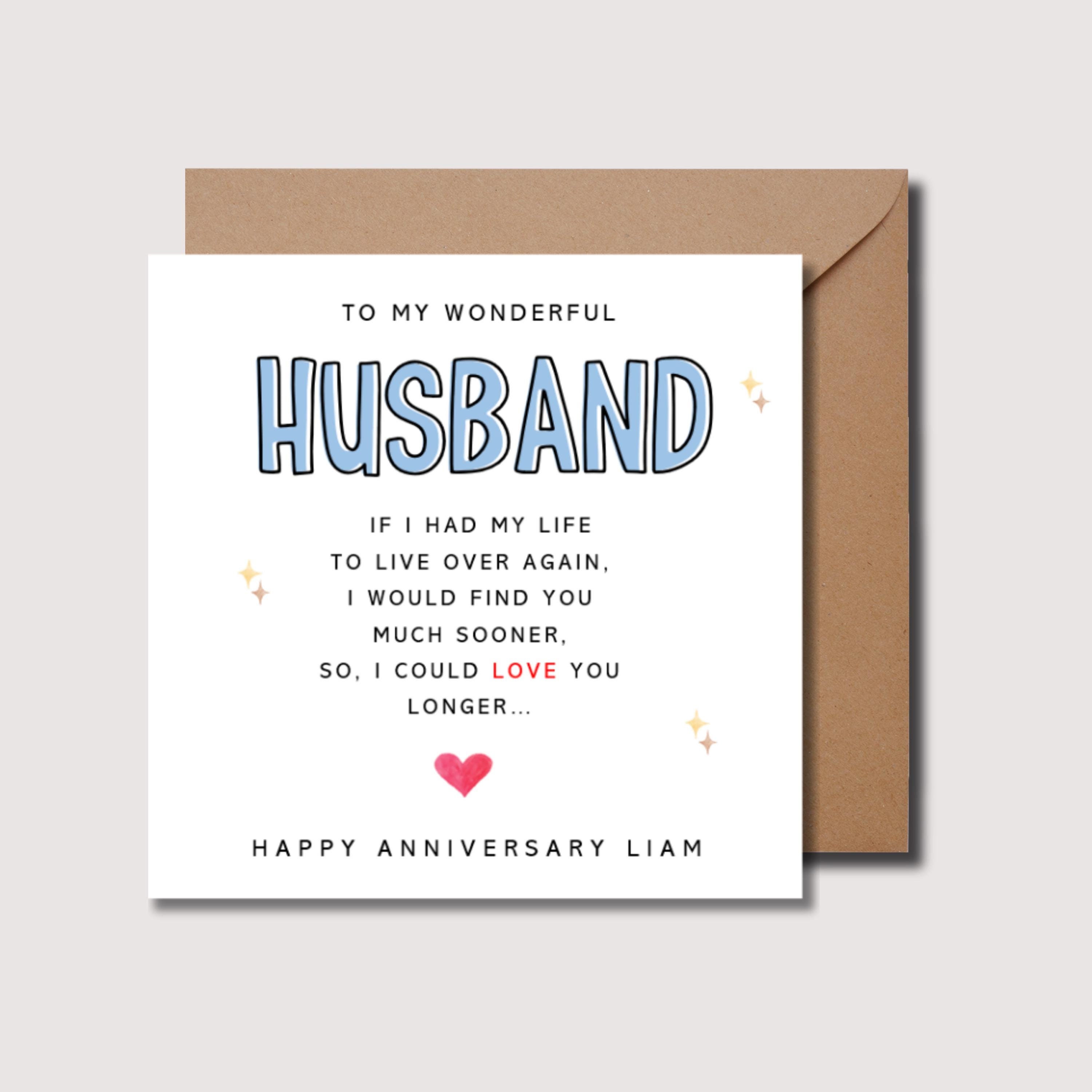 Sentimental Husband Anniversary Card, Husband Card, Personalised Card