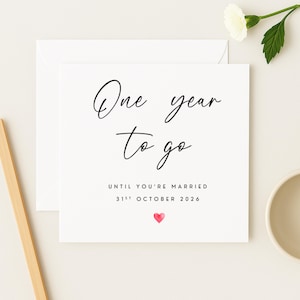 Tarjeta de cuenta regresiva para la boda: Un año para la boda, diseño elegante, W0303i