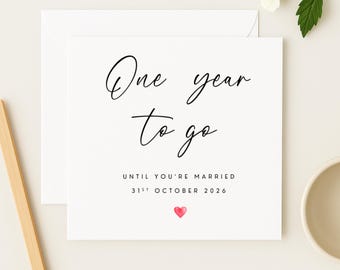 Tarjeta de cuenta regresiva para la boda: Un año para el aniversario, diseño elegante, W0303i