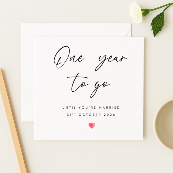 Wedding Countdown Card: One Year To Go, Elegant Design, W0303i