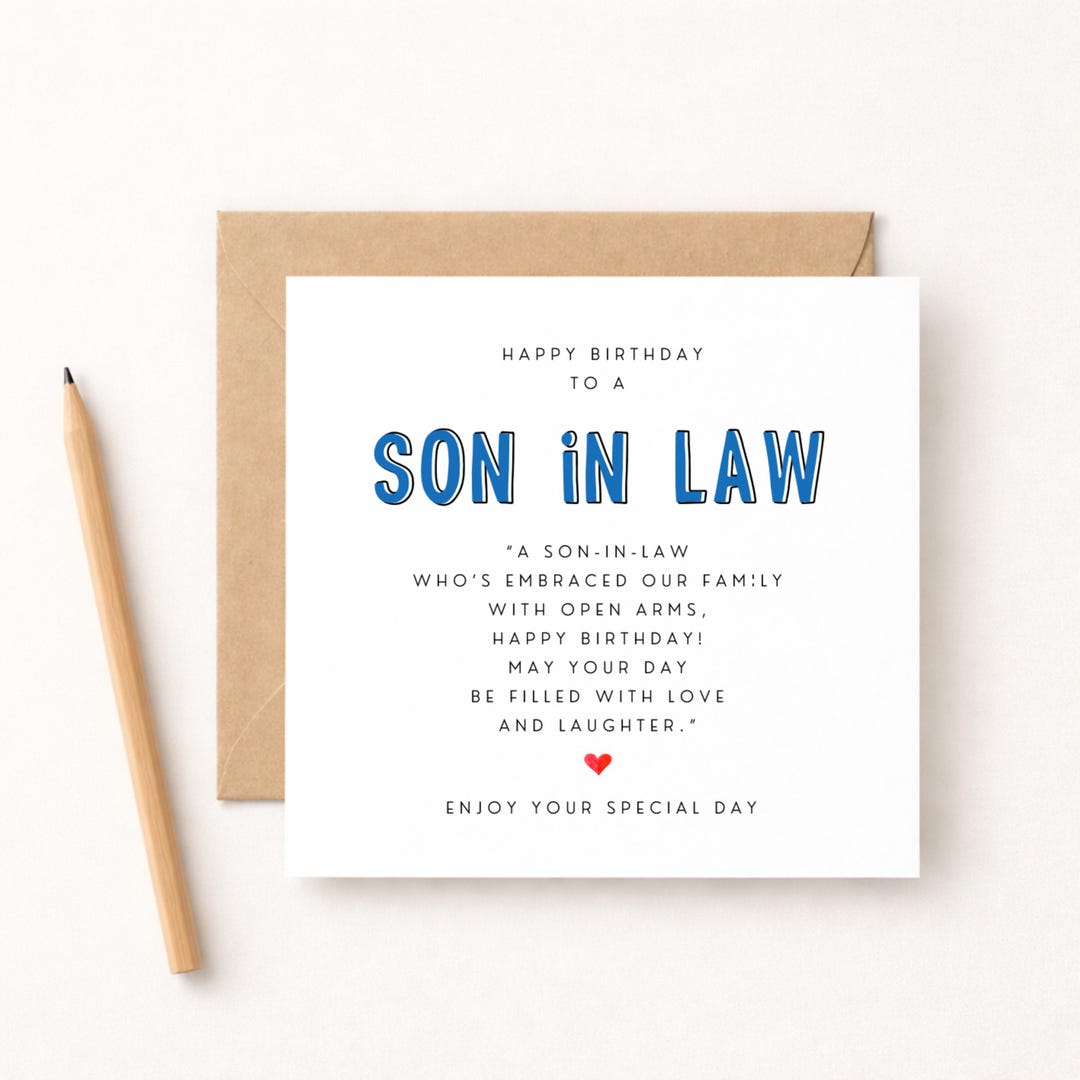 Personalised Son in Law Birthday Card, WW0431 - Etsy