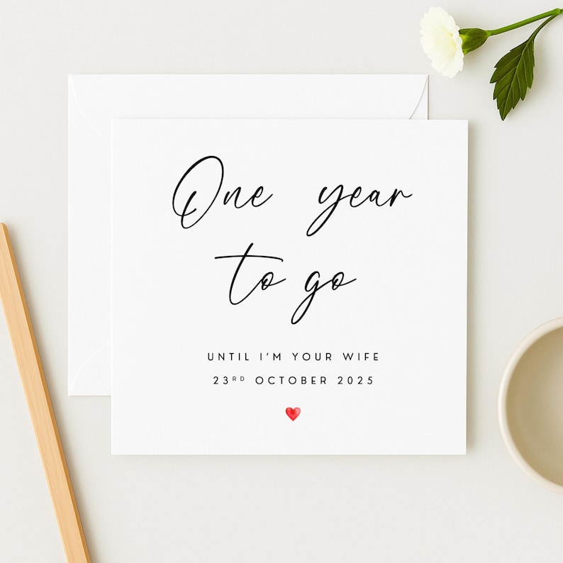 Romantic Countdowns One Year to Go Wedding Countdown Card: Romantic Fiancé Gift, WW0303 - Etsy