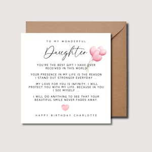 Carte d'anniversaire pour fille, poème pour fille, carte d'anniversaire pour fille adulte, carte d'anniversaire pour fille, anniversaire spécial fille. WW00127