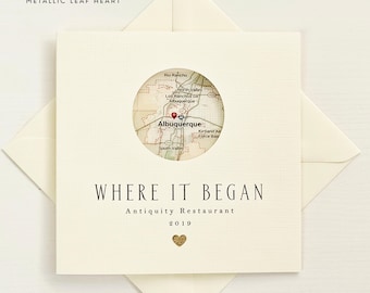 Personalised Handmade Map Love Card | Where It Began Card | Custom City & Venue Keepsake | Anniversary Wedding Engagement Card - MAP01