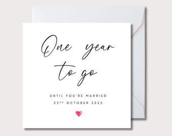 Carte Un an avant votre mariage, carte de mariage, compte à rebours de mariage, compte à rebours jusqu'au mariage, carte de mariage, W0303i