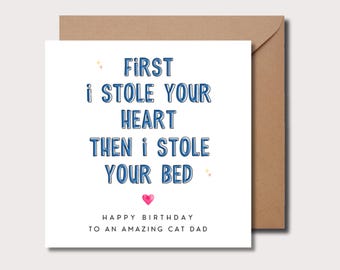 Cat dad birthday card, funny cat daddy birthday Card, novelty cat dad birthday card, birthday card for cat dad, pets birthday card, 1986WW