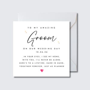 Personalised Groom wedding card, To my groom on our wedding day, wedding day card for bride, wedding card, card from groom, bride card, W19i