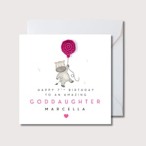 Carte d'anniversaire de filleule, nommée carte personnalisée de filleule, carte d'anniversaire spéciale, carte pour l'anniversaire de filleule, WW0236Y