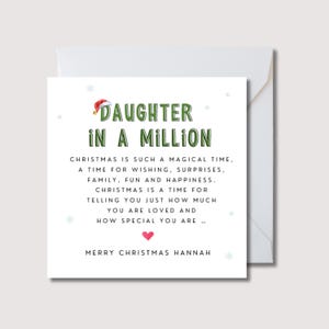 Biglietto di Natale per figlia, biglietto di Natale con nome, biglietto di Natale personalizzato per figlia, biglietto di Natale per figlia, figlia su un milione, 385X