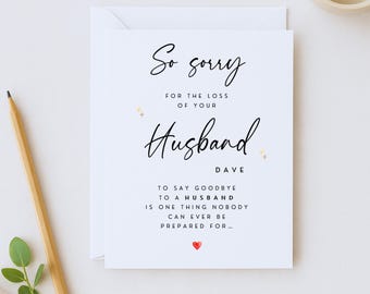 Husband Sympathy Card: Heartfelt Condolences, Bereavement Card, WW5118