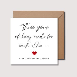 Karte zum 3.Jahrestag, Jahrestag, Jahrestagskarte für die Ehefrau, Jahrestagskarte, beste Freundin, Karte zum Jahrestag, drei Jahrestag, Jahrestagskarte Ehemann, WW0062
