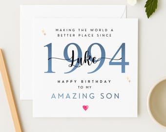 Personalised Son Birthday Card: Special Handmade Greeting Card, WWr053