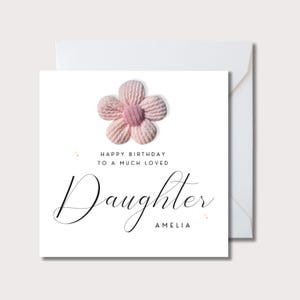 Cartão de aniversário personalizado para filha, cartão de aniversário com flores costuradas à mão, cartão de felicitações para filha, cartão de aniversário para filha, WW0D76