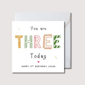 Carte d'anniversaire de filleule, carte de 3e anniversaire de fille, 3e anniversaire de fils, carte d'anniversaire de filleul, carte de 3e anniversaire de nièce, carte de petit-fils, W0406