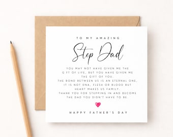 Step Dad Father’s Day Card | To My Amazing Step Dad | Meaningful Father’s Day Card | Stepdad Card | WW7000