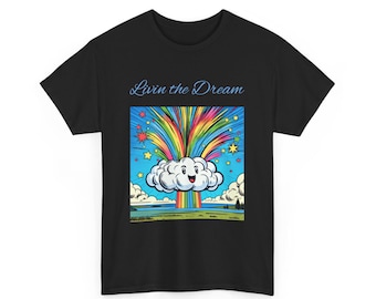 Living the Dream T Shirt, Dreamer Graphic Tee, Inspirational Quote Shirt, Motivational T-Shirt, Positive Vibes Clothing, Gift for Him or Her
