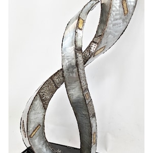 Abstract brutalist steel, and bronze sculpture