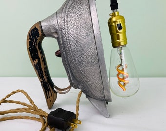Vintage iron made into a lamp