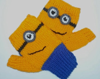 Minion Inspired Kids Fingerless Gloves, Fingerless Mittens for Your Child's