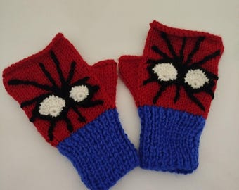 Spiderman Winter Gloves, Child Spider Web Mittens, Boys Superhero Fingerless Set, Marvel Fan Gift