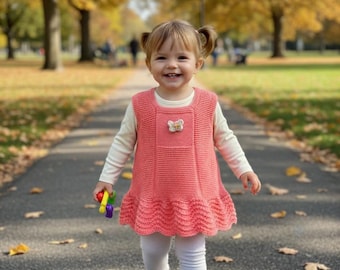 Hand-Knitted Boho Baby Dress: Vintage-Inspired Smocked Outfit