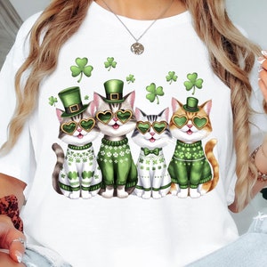 St Patricks Day Cats Sweatshirt, Funny Irish Cats Shirt, Patricks Day Shirt, Cat with Shamrocks Shirt, St Patty&#39;s Day, Gift For Cat Lover